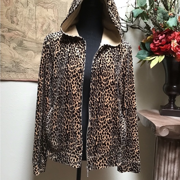 JONES NEW YORK animal print jacket, size large, long sleeve, hooded - Picture 2 of 10